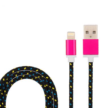 USB-Lightning кабель для iPhone/nylon/black-blue-yellow/1m/ REXANT 18-4245