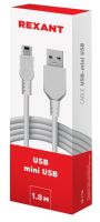 Кабель USB-mini USB/PVC/white/1,8m/ REXANT 18-1134