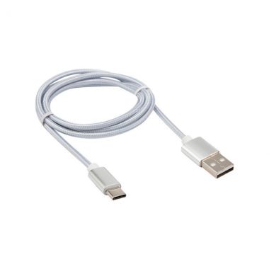 Кабель USB-Type-C/2,4A/nylon/silver/1m/ REXANT 18-1884 ― REXANT