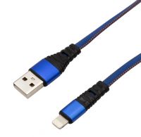 Кабель USB-Lightning 2.4 A, 1 м, синяя нейлоновая оплетка REXANT 18-7053