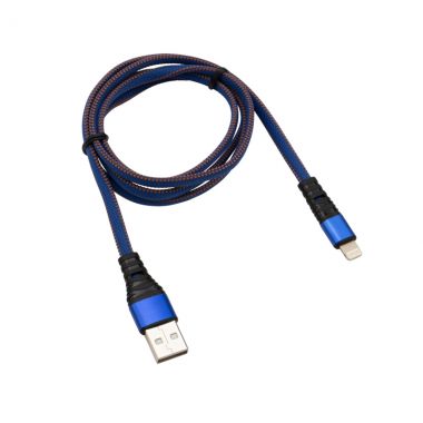 Кабель USB-Lightning 2.4 A, 1 м, синяя нейлоновая оплетка REXANT 18-7053 ― REXANT