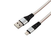 Кабель USB-Lightning 2.4 A, 1 м, белая нейлоновая оплетка REXANT 18-7056