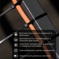 Хомут-стяжка кабельная нейлоновая 700x9,0мм, черная (100 шт/уп) REXANT 07-0701-9