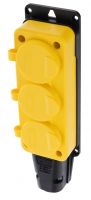 Розетка штепсельная трехместная влагозащищенная, с/з, 16 А, IP54, каучук желтая REXANT 111-126