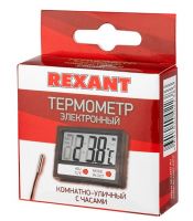 Термометр электронный комнатно-уличный с часами REXANT 70-0505