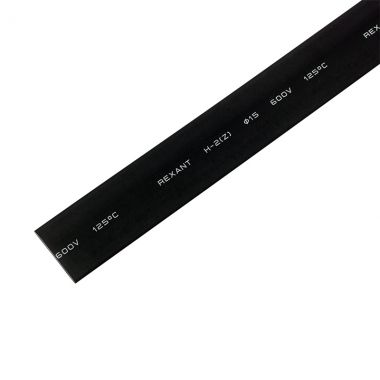 Термоусаживаемая трубка 15,0/7,5 мм, черная, упаковка 50 шт. по 1 м REXANT 21-5006