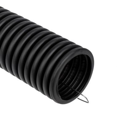 Труба гофрированная из ПНД, с зондом, черная, 40 мм (бухта 15 м/уп.) REXANT 28-0040-3