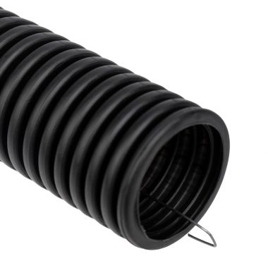 Труба гофрированная из ПНД, с зондом, черная, 50 мм (бухта 15 м/уп.) REXANT 28-0050-3