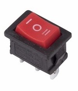 Выключатель клавишный 250V 6А (3с) ON-OFF-ON красный с нейтралью Mini REXANT 36-2144