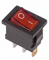 Выключатель клавишный 250V 6А (3с) ON-OFF красный с подсветкой Mini REXANT 36-2150