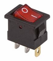 Выключатель клавишный 12V 15А (3с) ON-OFF красный с подсветкой Mini REXANT 36-2170