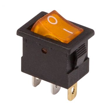Выключатель клавишный 12V 15А (3с) ON-OFF желтый с подсветкой Mini REXANT 36-2172 ― REXANT