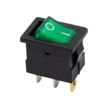 Выключатель клавишный 12V 15А (3с) ON-OFF зеленый с подсветкой Mini REXANT 36-2173 ― REXANT
