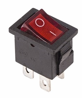 Выключатель клавишный 250V 6А (4с) ON-OFF красный с подсветкой Mini REXANT 36-2190