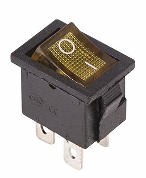 Выключатель клавишный 250V 6А (4с) ON-OFF желтый с подсветкой Mini REXANT 36-2192 ― REXANT