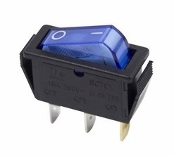 Выключатель клавишный 250V 15А (3с) ON-OFF синий с подсветкой REXANT 36-2211