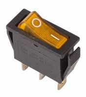 Выключатель клавишный 250V 15А (3с) ON-OFF желтый с подсветкой REXANT 36-2212
