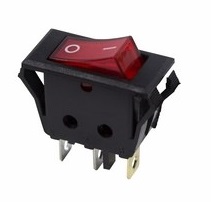 Выключатель клавишный 250V 15А (3с) ON-OFF красный с подсветкой REXANT 36-2225