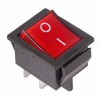 Выключатель клавишный 250V 16А (4с) ON-OFF красный с подсветкой REXANT 36-2330