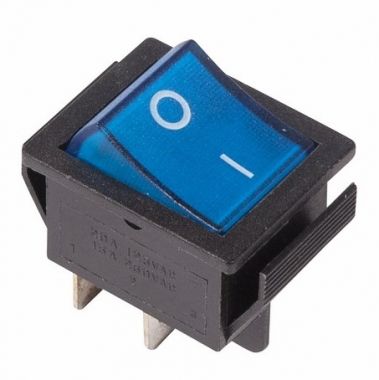 Выключатель клавишный 250V 16А (4с) ON-OFF синий с подсветкой REXANT 36-2331