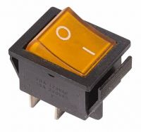 Выключатель клавишный 250V 16А (4с) ON-OFF желтый с подсветкой REXANT 36-2333