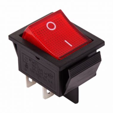Выключатель клавишный 250V 20А (4с) ON-OFF красный с подсветкой REXANT 36-2340