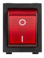 Выключатель клавишный 250V 30А (4с) ON-OFF красный с подсветкой REXANT 36-2346
