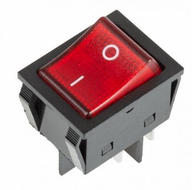 Выключатель клавишный 250V 30А (4с) ON-OFF красный с подсветкой REXANT 36-2346
