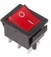 Выключатель клавишный 250V 15А (6с) ON-ON красный с подсветкой REXANT 36-2350