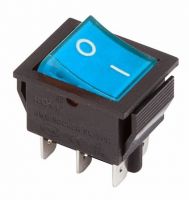 Выключатель клавишный 250V 15А (6с) ON-ON синий с подсветкой REXANT 36-2351