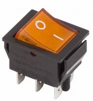 Выключатель клавишный 250V 15А (6с) ON-ON желтый с подсветкой REXANT 36-2353