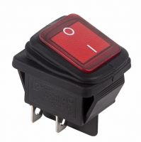 Выключатель клавишный 250V 15А (4с) ON-OFF красный с подсветкой ВЛАГОЗАЩИТА REXANT 36-2360