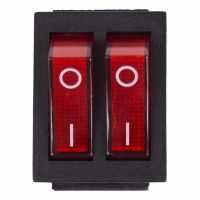 Выключатель клавишный 250V 15А (6с) ON-OFF красный с подсветкой ДВОЙНОЙ REXANT 36-2410