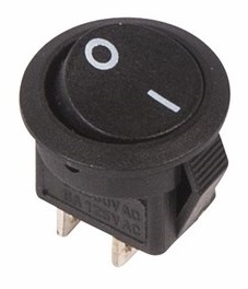 Выключатель клавишный круглый 250V 3А (2с) ON-OFF черный Micro REXANT 36-2510