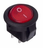 Выключатель клавишный круглый 250V 3А (2с) ON-OFF красный Micro REXANT 36-2511