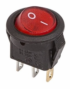 Выключатель клавишный круглый 250V 3А (3с) ON-OFF красный с подсветкой Micro REXANT 36-2530