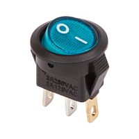 Выключатель клавишный круглый 250V 3А (3с) ON-OFF синий с подсветкой Micro REXANT 36-2531