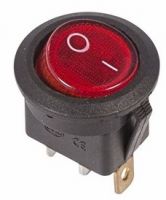 Выключатель клавишный круглый 250V 6А (3с) ON-OFF красный с подсветкой REXANT 36-2570