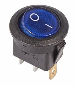 Выключатель клавишный круглый 250V 6А (3с) ON-OFF синий с подсветкой REXANT 36-2571