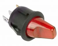 Выключатель клавишный круглый 12V 16А (3с) ON-OFF красный с подсветкой REXANT 36-2590