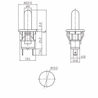 Выключатель-кнопка 250V 2.5А (2с) ON-(OFF) Б/Фикс белый (мебельная) REXANT 36-3021