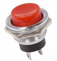 Выключатель-кнопка металл 250V 2А (2с) (ON)-OFF 16.2 красная REXANT 36-3351